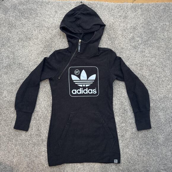 adidas Tops - Adidas Hoodie Dress Womens 44 Pullover Sweatshirt Trefoil Pockets Long Sleeve